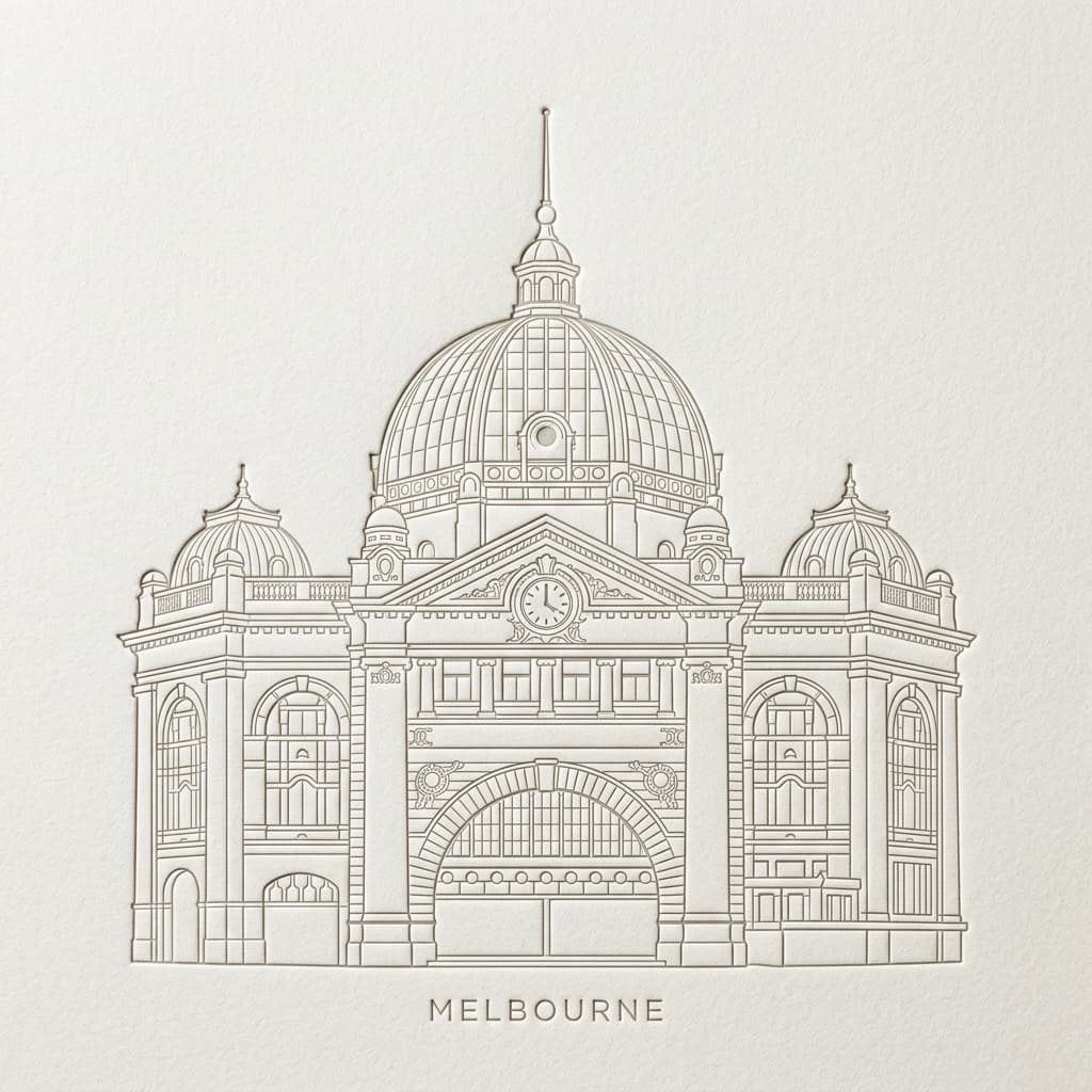Flinders Street Station Melbourne Debossed